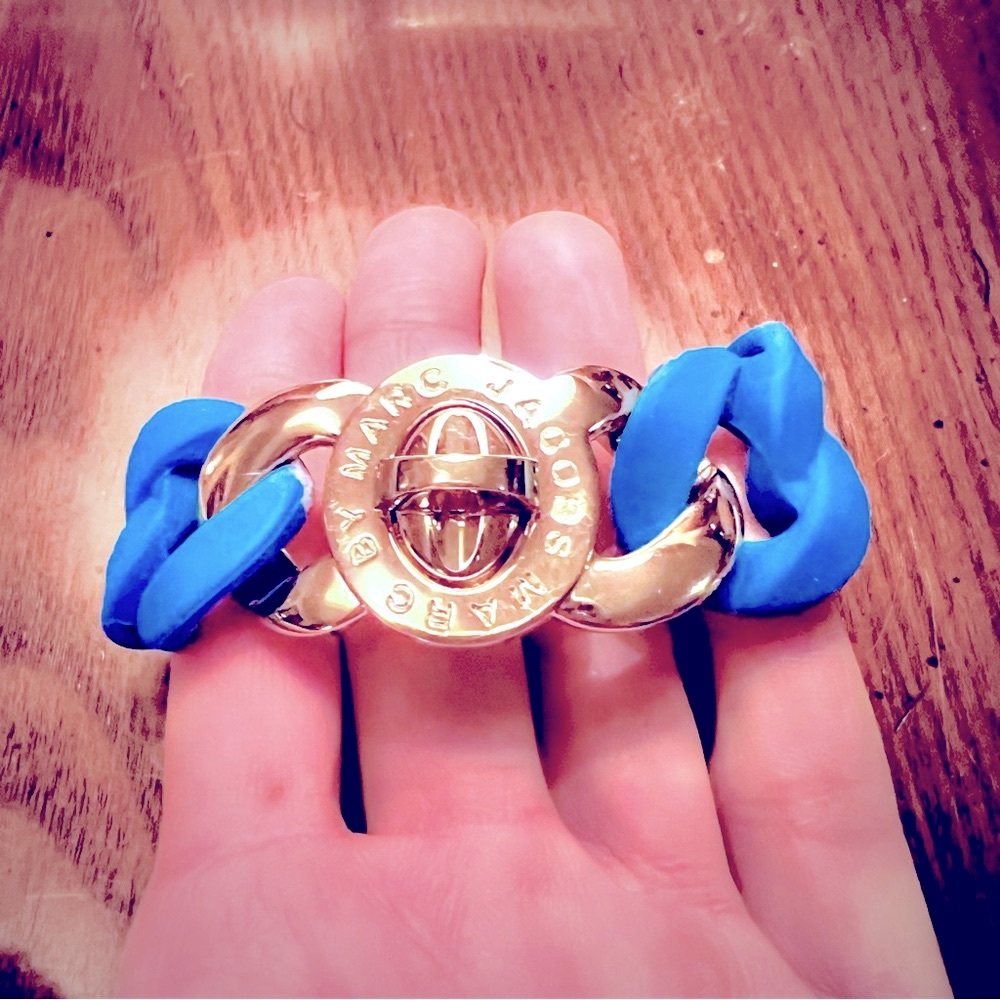 Marc by Marc Jacobs Blue Rubber Bracelet with Gold Clasp